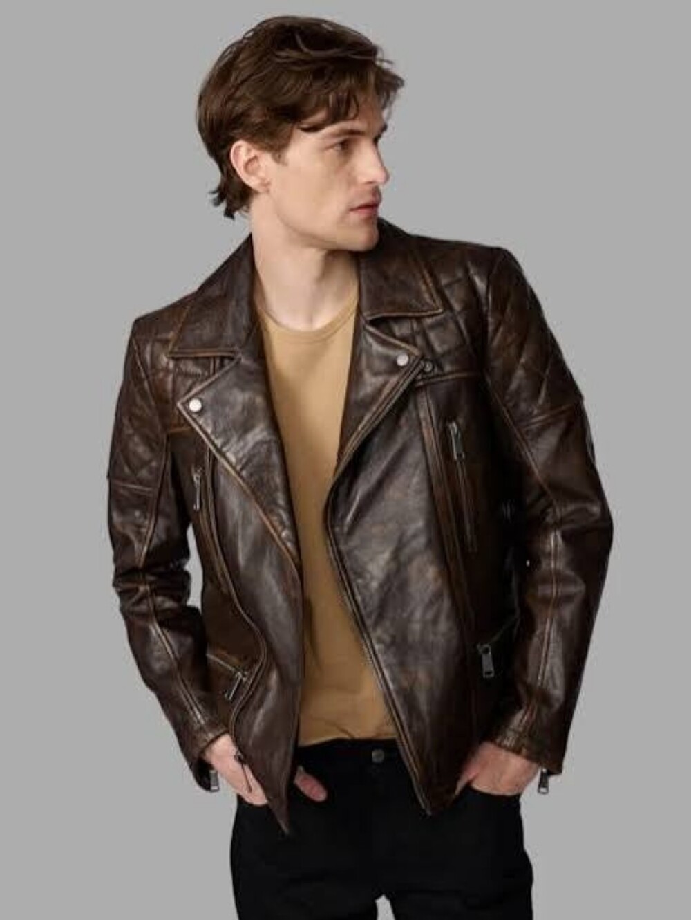 Wilsons Leather Men's Tyler Painted Leather Moto Jacket